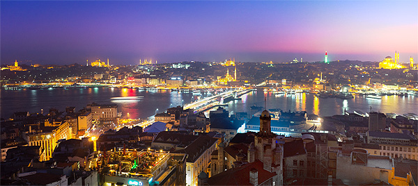 Istanbul at Sunset with Galata Bridge (from Galata Tower)