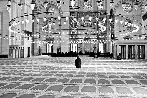 Praying in Blue Mosque (Sultan-Ahmed Mosque)